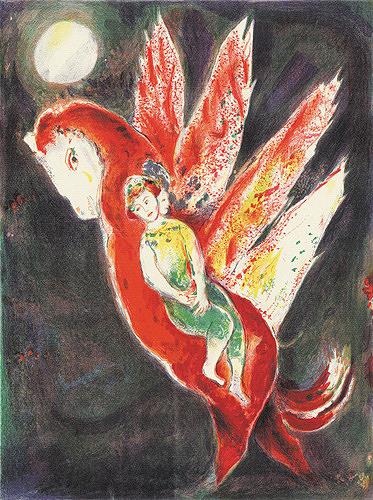 Puis la vieille femme montée sur l’Ifrit dos contemporain Marc Chagall Peintures à l'huile